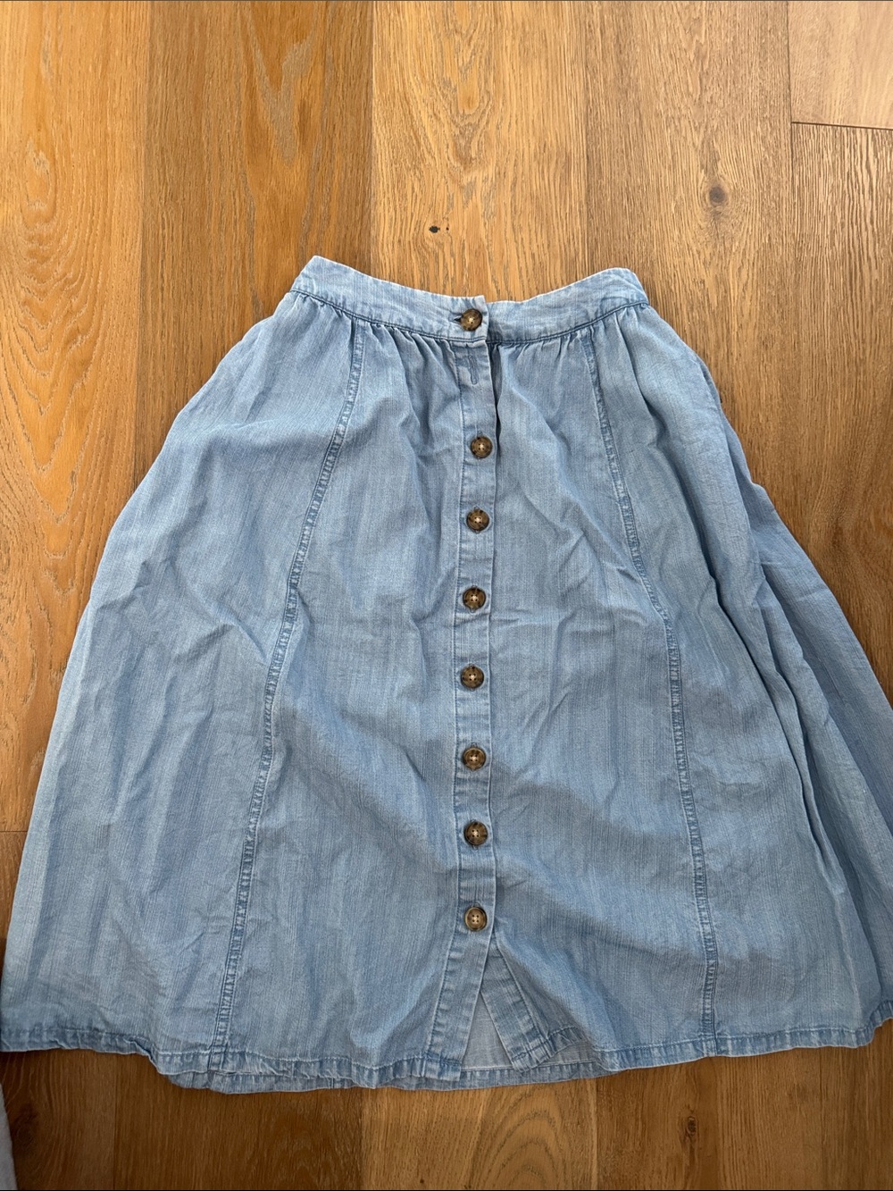 Marine Layer Light Blue Button-Front Denim Skirt